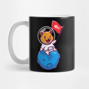 Astronaut cat with flag in hand Mug